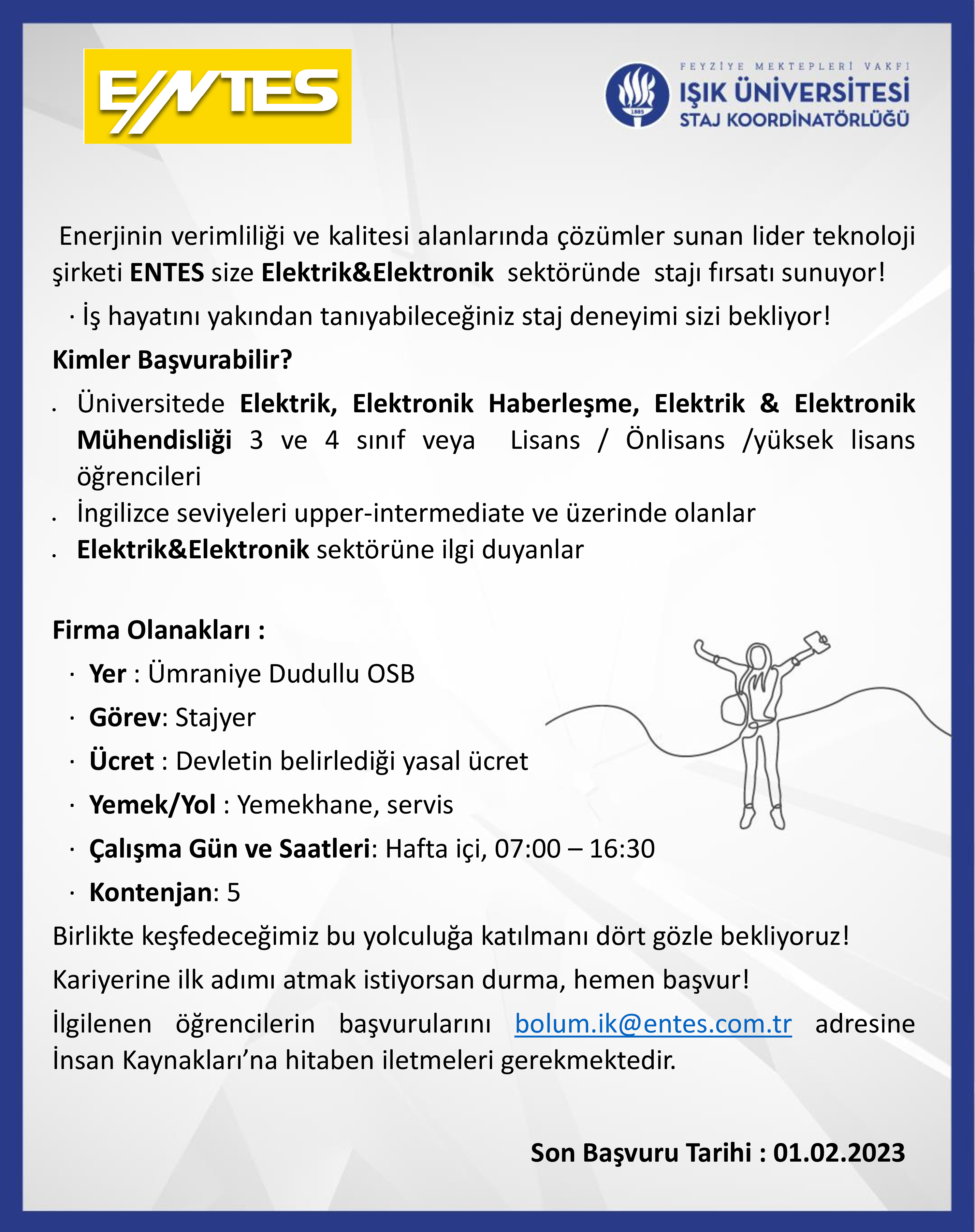 ENTES Elektrik Elektronik Staj Fırsatı / ENTES Electric Electronic Internship Opportunity