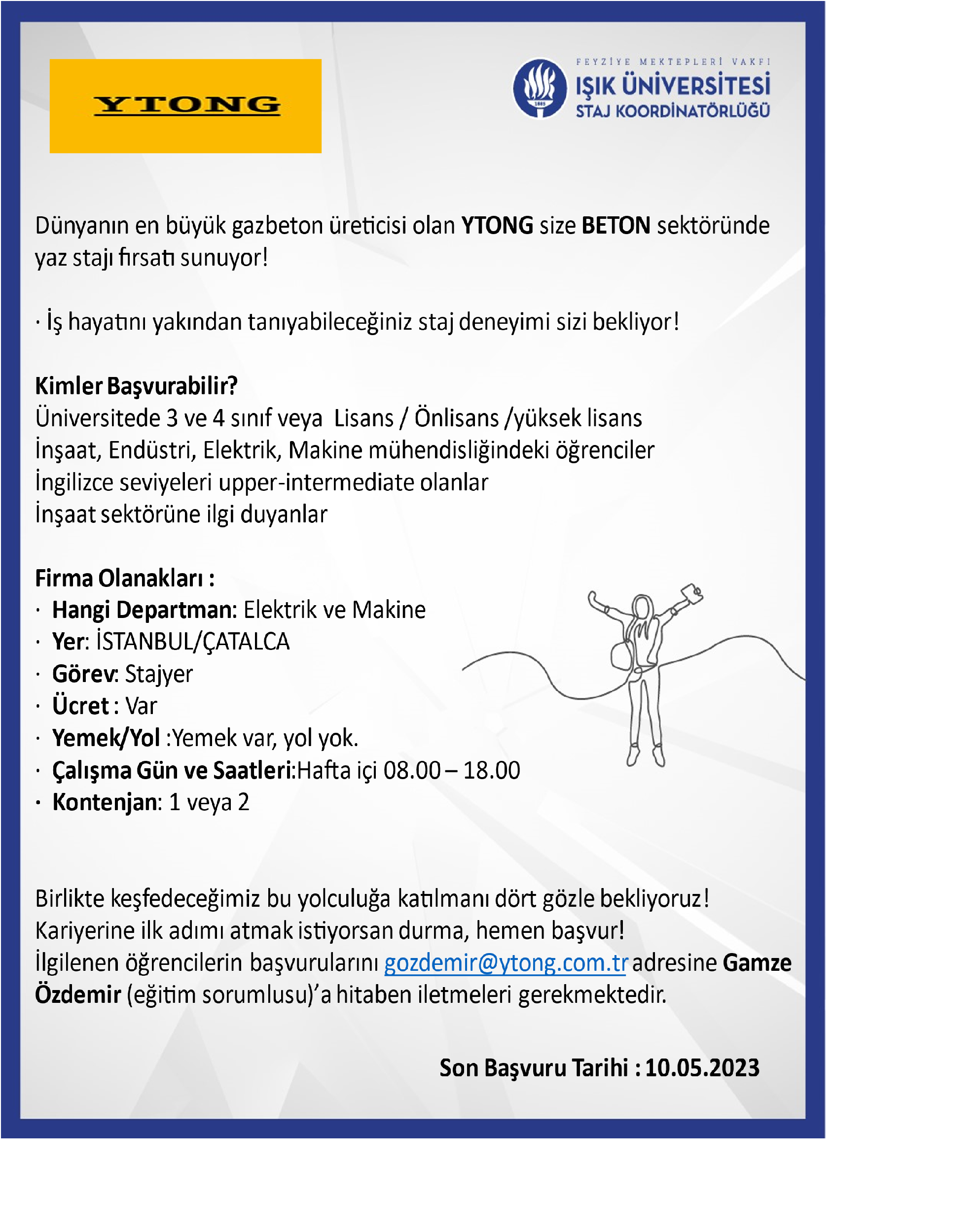 YTONG Staj Fırsatı / YTONG Internship Opportunity