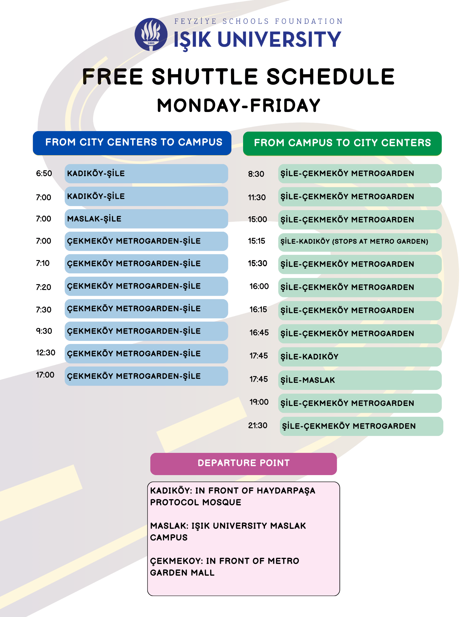 Free and Paid Shuttle Schedules